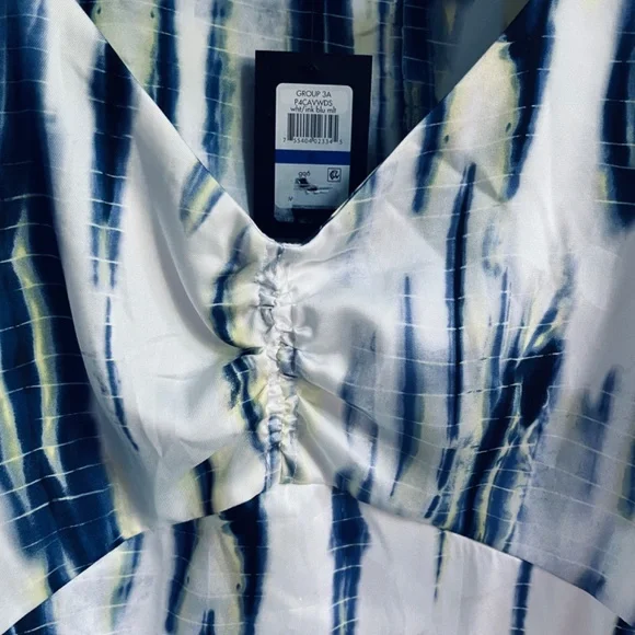 DKNY Women's Short Puff Sleeve Ruched Tie Dye Blouse Top Size XL - Picture 8 of 15
